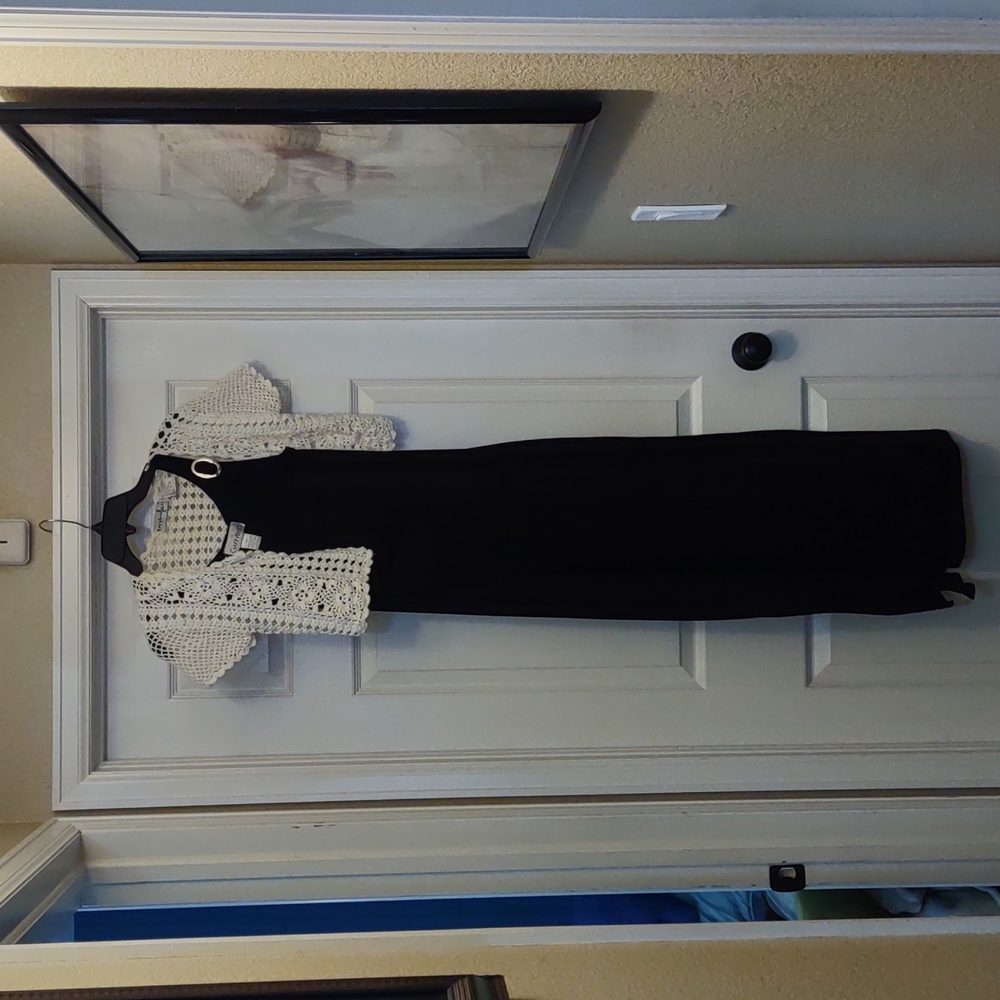 Currants black dress with by design crochet bolero both size M